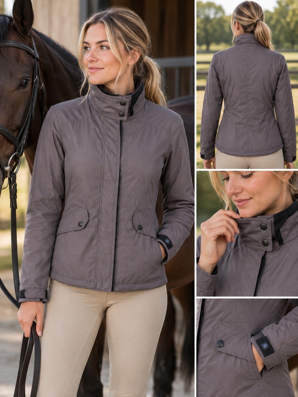 Irideon Women’s Insulated Equestrian Riding Jacket –Gray – Size Small